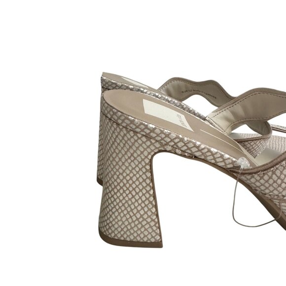DOLCE VITA  Tan White Leather Double Strap Sandals Heels Size 12 NEW NWOB - Picture 5 of 9